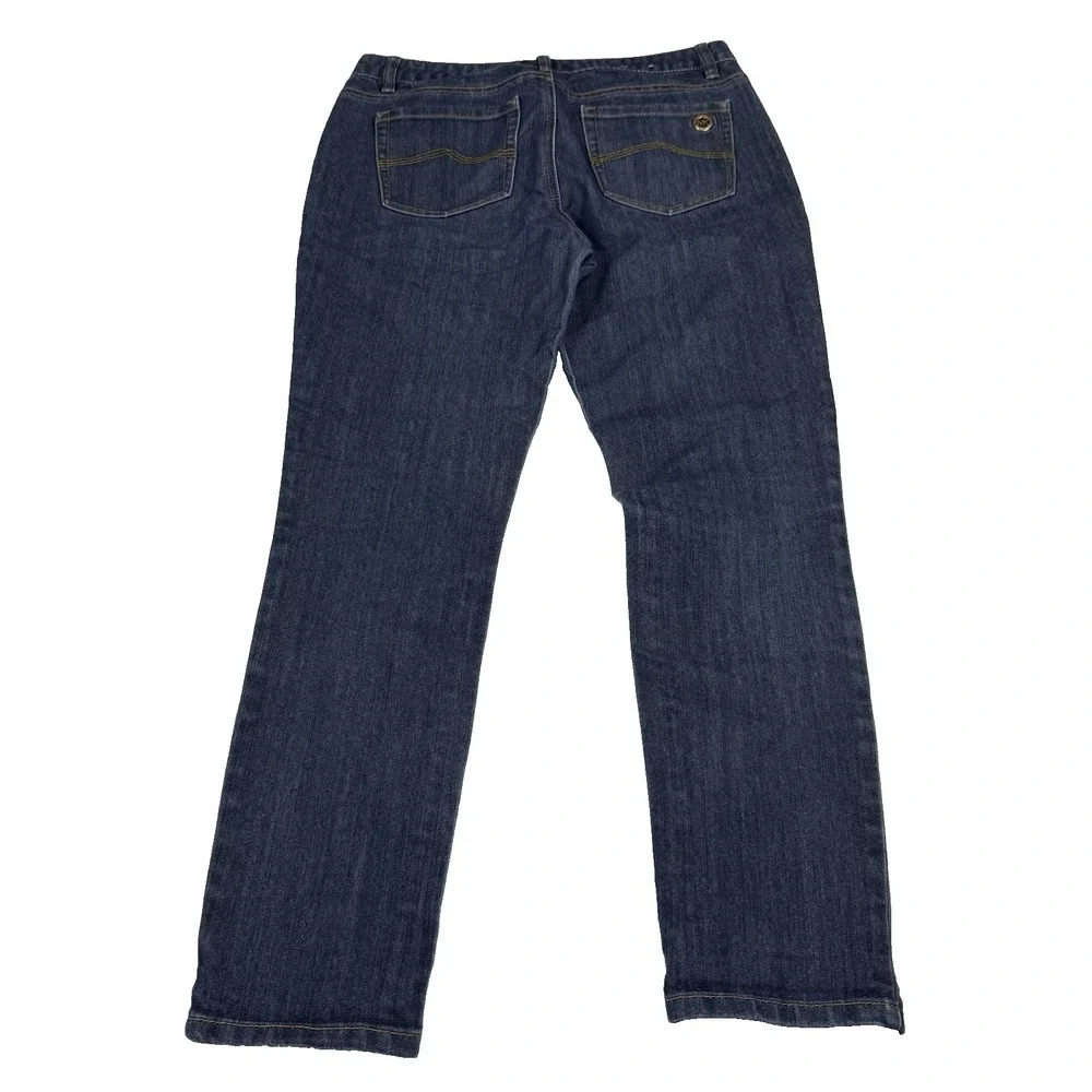 MK Michael Kors Jeans Women's Size 8 Mid Rise Ankle Crop Stretch‎ Dark Wash Blue